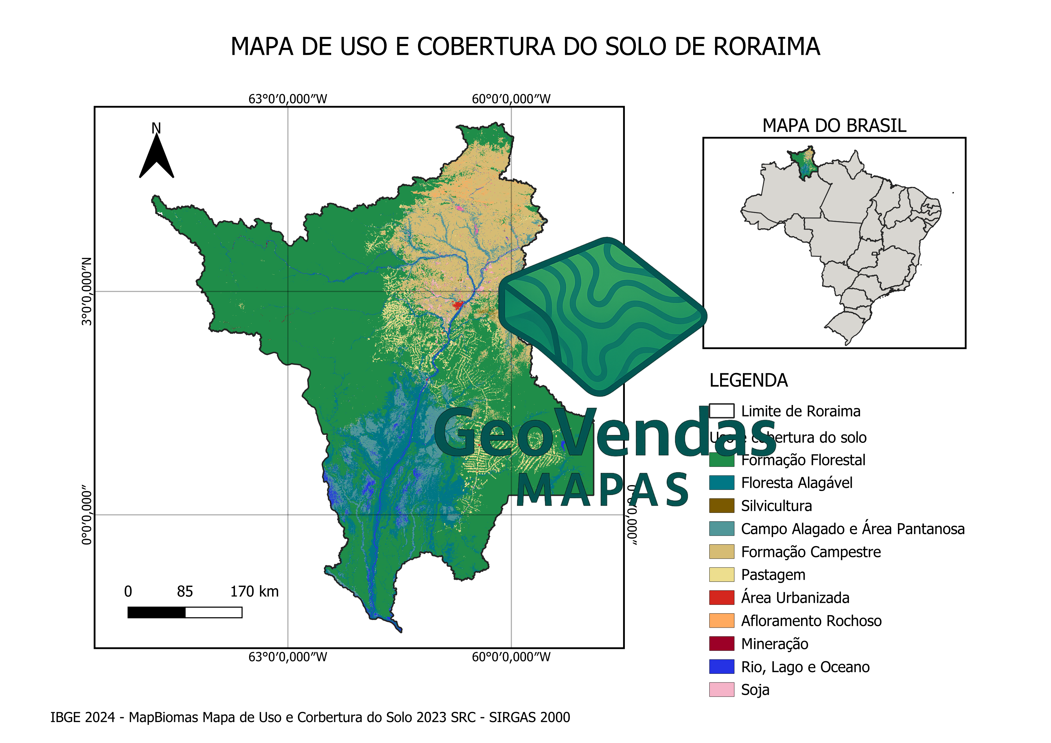 Mapa de Uso e Cobertura do Solo de Roraima